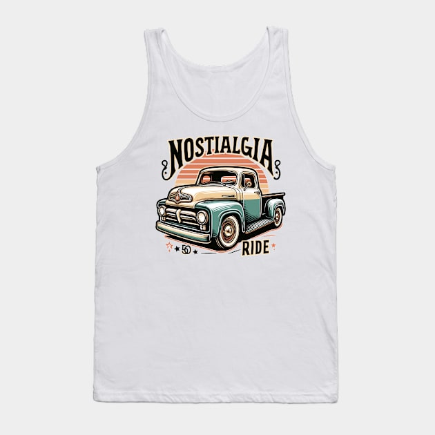 Vintage Pickup Truck, Nostalgia Ride Tank Top by Vehicles-Art